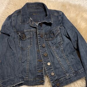 Kut from the Kloth Dark Blue Denim Jacket with Yellow Logo